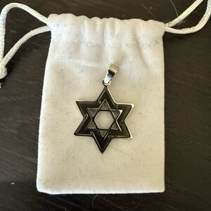 Stainless steel Star of David with gray enamel inlay - new never worn